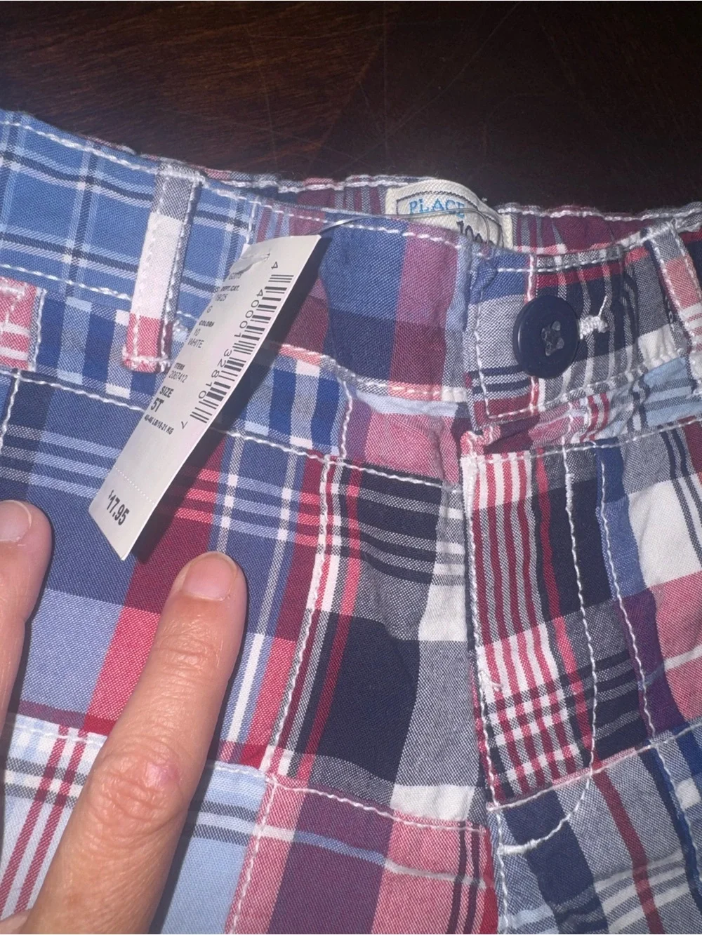 The Children's Place Boys Patchwork Plaid Shorts - Red, Blue, White